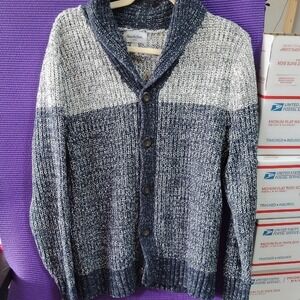 Goodfellow & Co Unisex Navy White Marled Shawl Collar Cardigan Sweater Size M